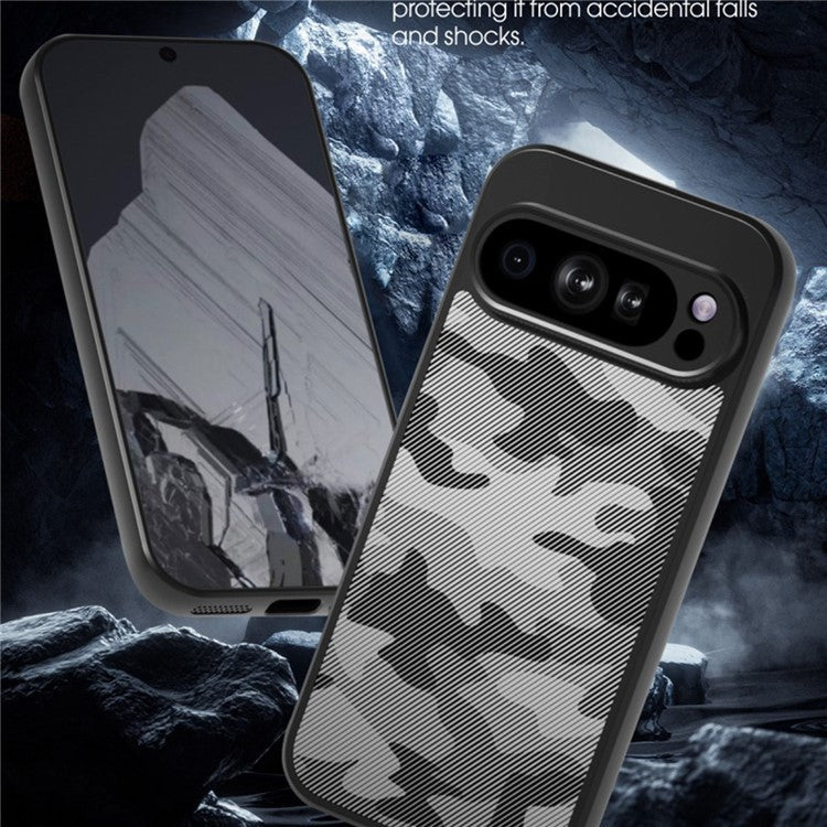 IBMRS For Google Pixel 9 Pro Case Shockproof Anti-Scratch TPU+PC Phone Cover - Grid Camouflage