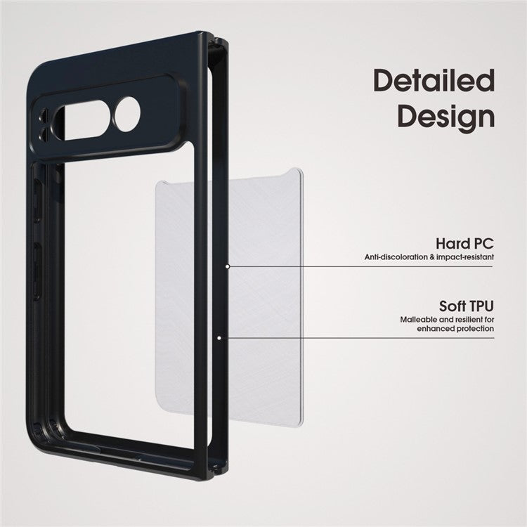 IBMRS For Google Pixel Fold Case TPU + PC Dual Layer Shockproof Phone Cover - Transparent Black