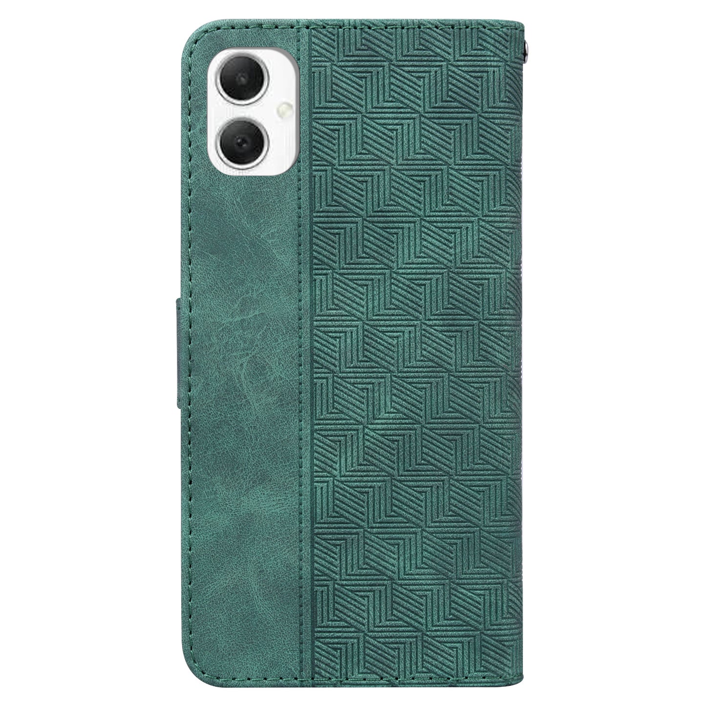 For Samsung Galaxy A06 Case Geometry Pattern Leather Wallet Phone Cover - Green