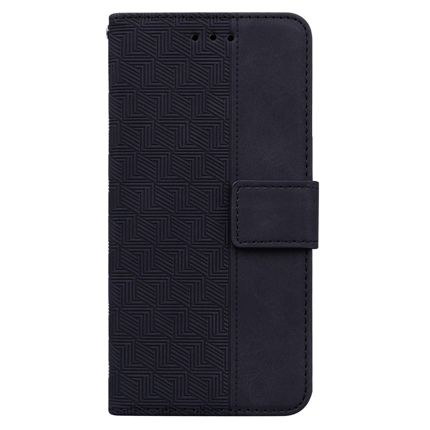 For Samsung Galaxy A06 Case Geometry Pattern Leather Wallet Phone Cover - Black