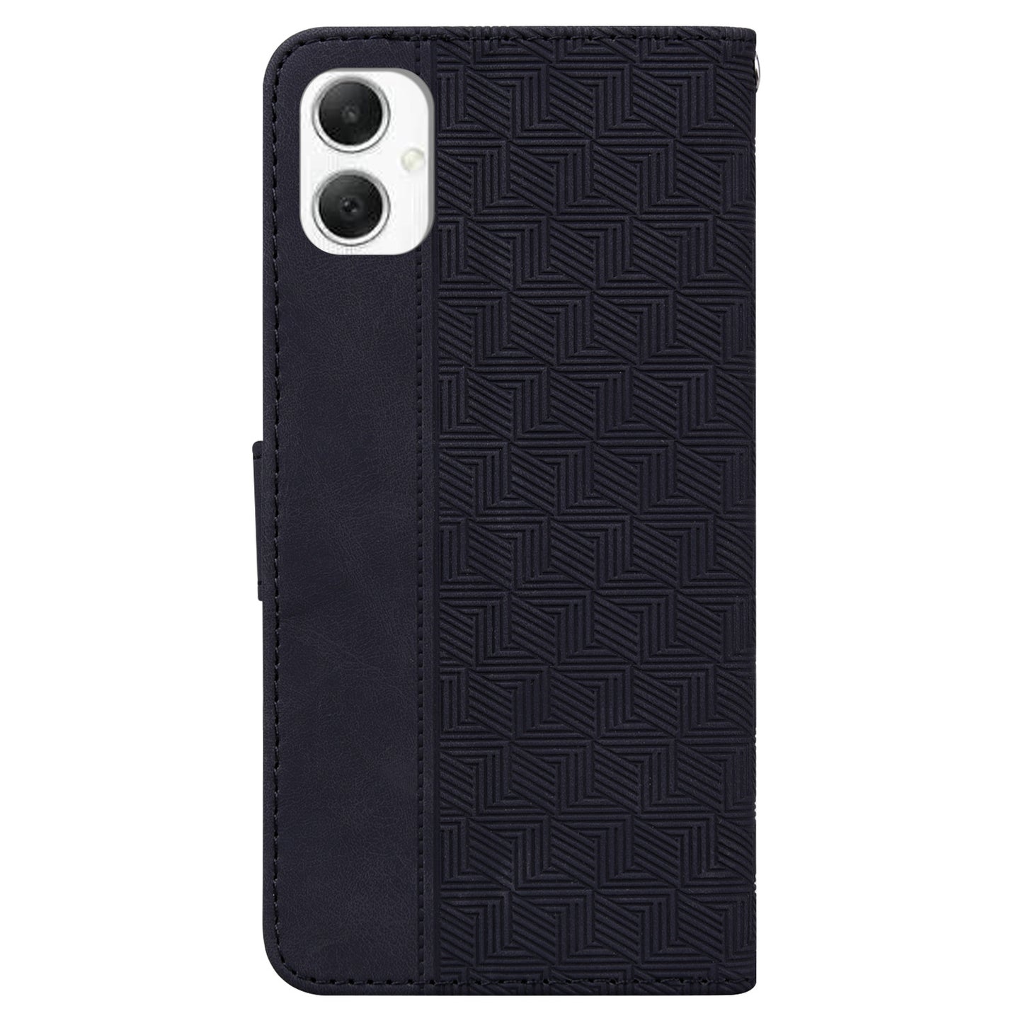 For Samsung Galaxy A06 Case Geometry Pattern Leather Wallet Phone Cover - Black