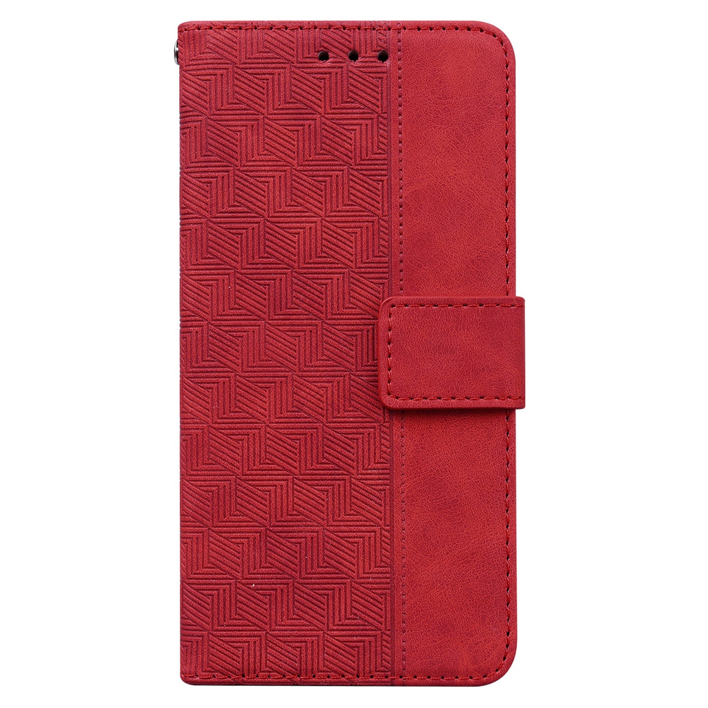 For Samsung Galaxy A06 Case Geometry Pattern Leather Wallet Phone Cover - Red