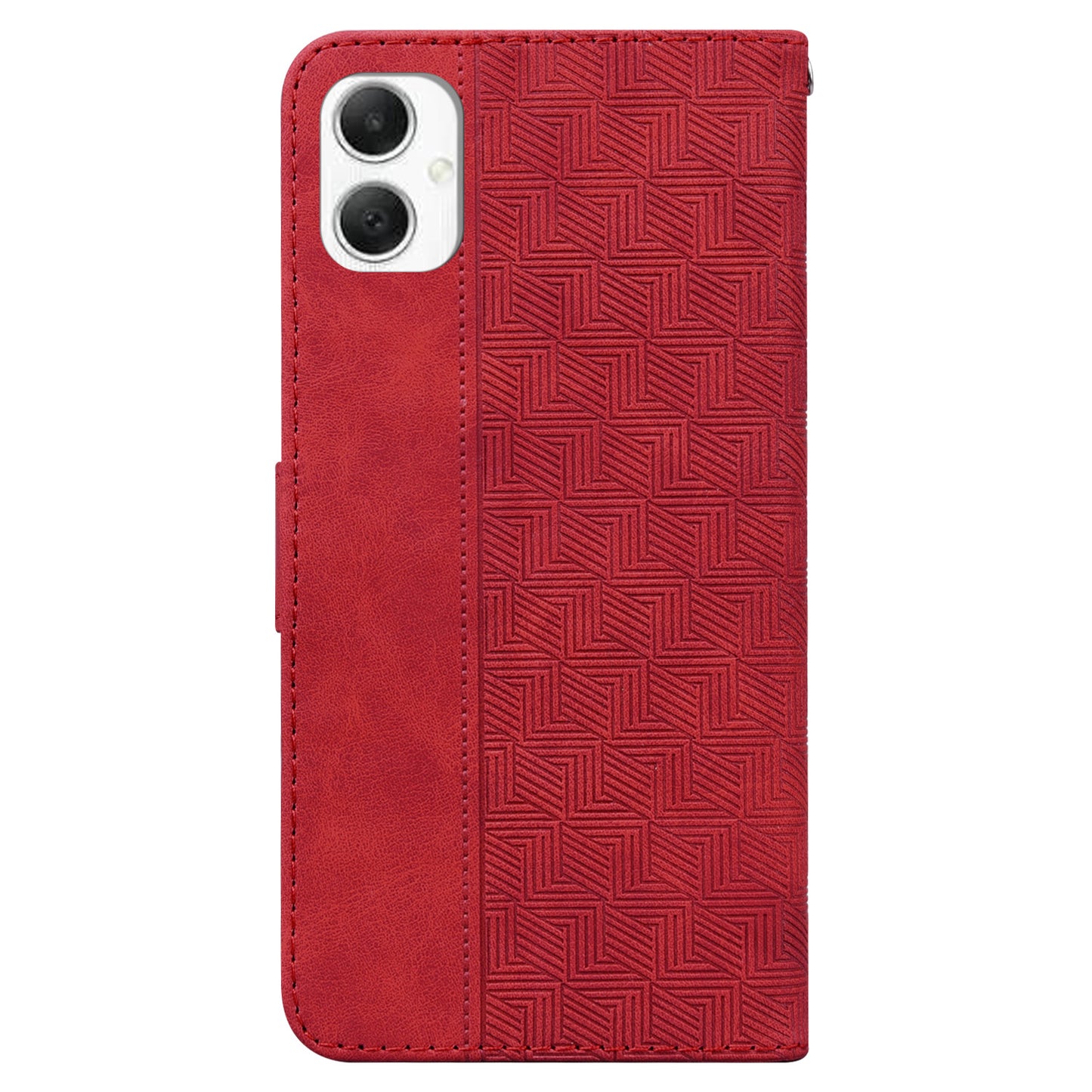 For Samsung Galaxy A06 Case Geometry Pattern Leather Wallet Phone Cover - Red