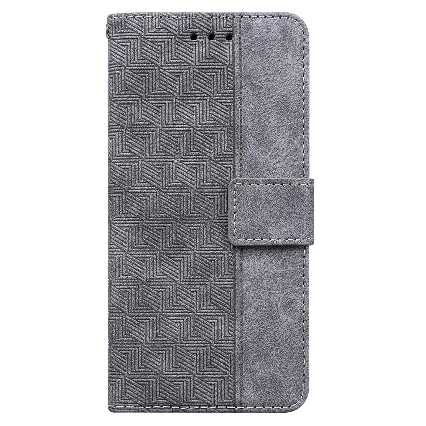 For Samsung Galaxy A06 Case Geometry Pattern Leather Wallet Phone Cover - Grey