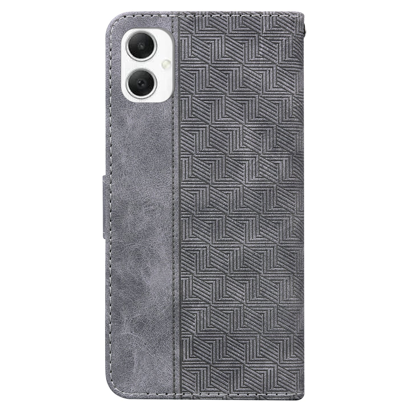 For Samsung Galaxy A06 Case Geometry Pattern Leather Wallet Phone Cover - Grey