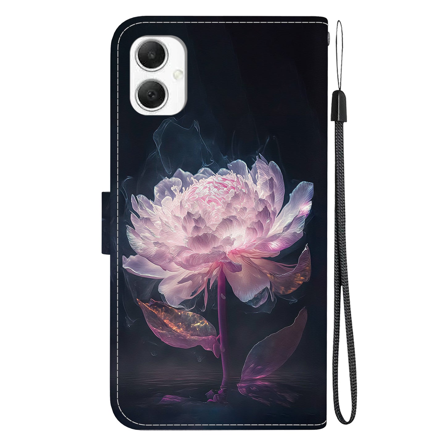 For Samsung Galaxy A06 Wallet Phone Case Anti-Drop Leather Flip Cover Pattern Printing - Purple Peony