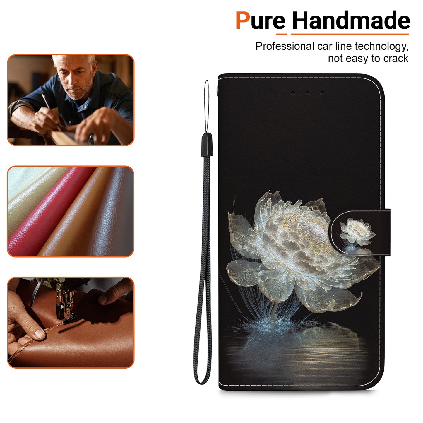 For Samsung Galaxy A06 Wallet Phone Case Anti-Drop Leather Flip Cover Pattern Printing - Crystal Peony