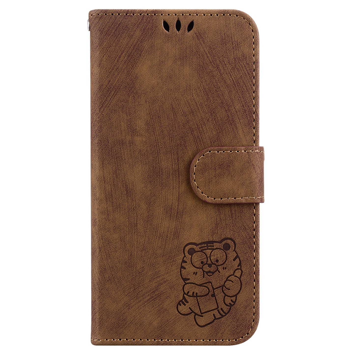 For Samsung Galaxy A06 Wallet Case Tiger Imprint Leather Shockproof Phone Cover - Brown