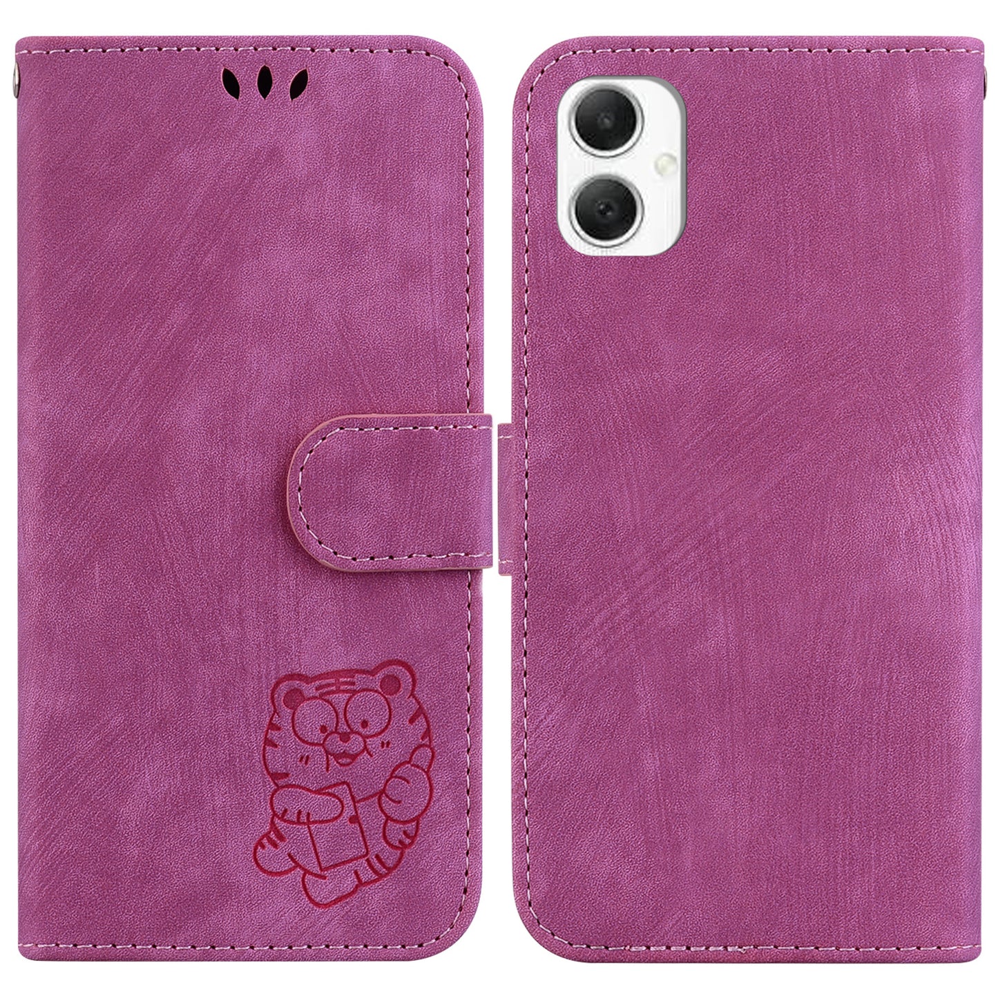 For Samsung Galaxy A06 Wallet Case Tiger Imprint Leather Shockproof Phone Cover - Rose