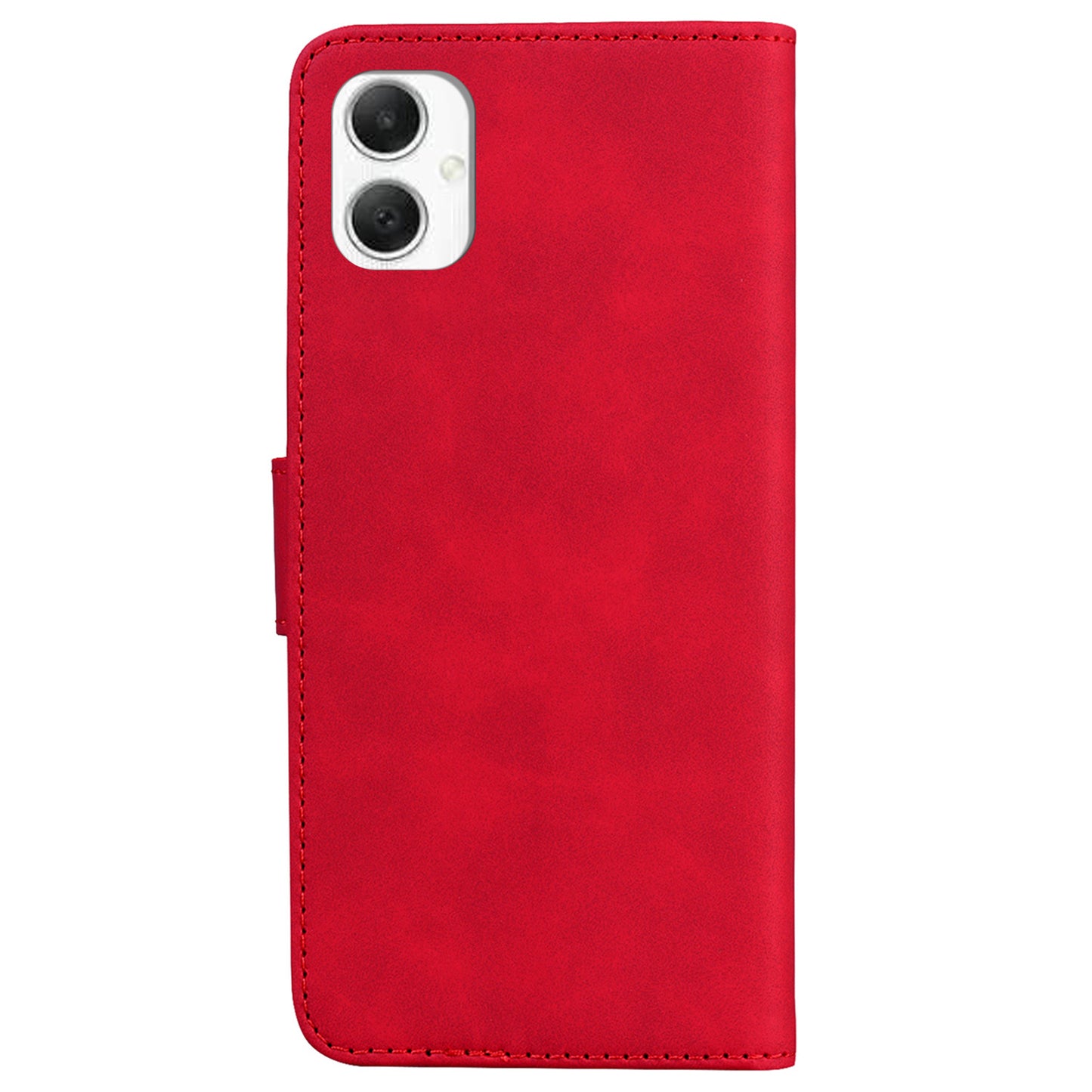 For Samsung Galaxy A06 Case Solid Color Leather Wallet Phone Cover - Red