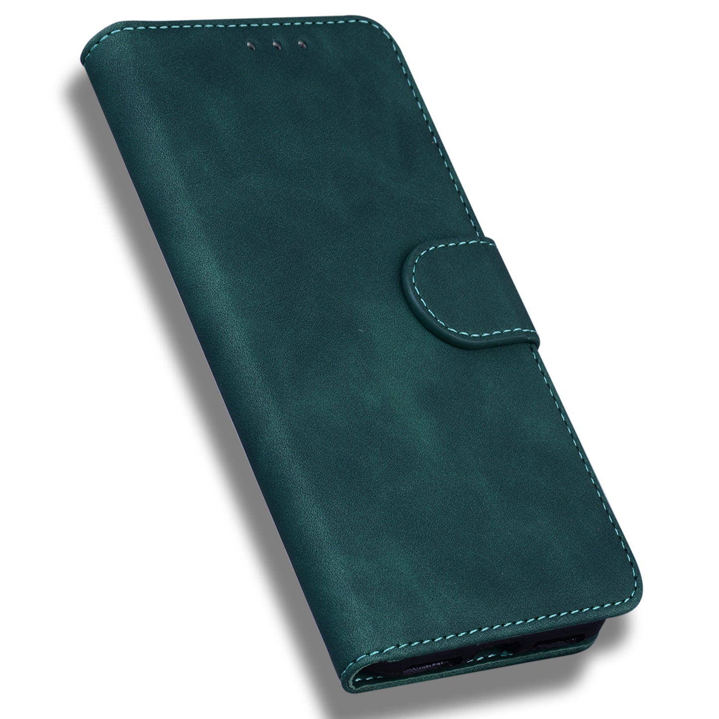 For Samsung Galaxy A06 Case Solid Color Leather Wallet Phone Cover - Green