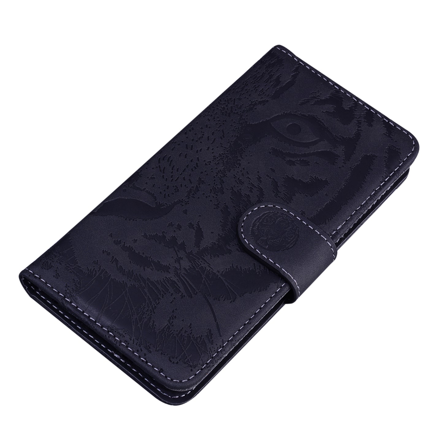 For Samsung Galaxy A06 Case Tiger Imprint Leather Wallet Phone Cover - Black