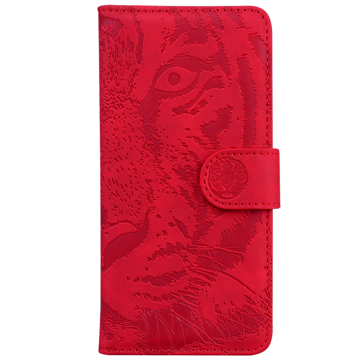 For Samsung Galaxy A06 Case Tiger Imprint Leather Wallet Phone Cover - Red