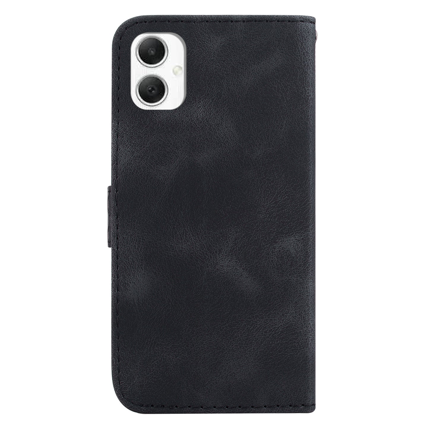 For Samsung Galaxy A06 Stand Case 7-Shaped Pattern Imprint Leather Phone Cover - Black