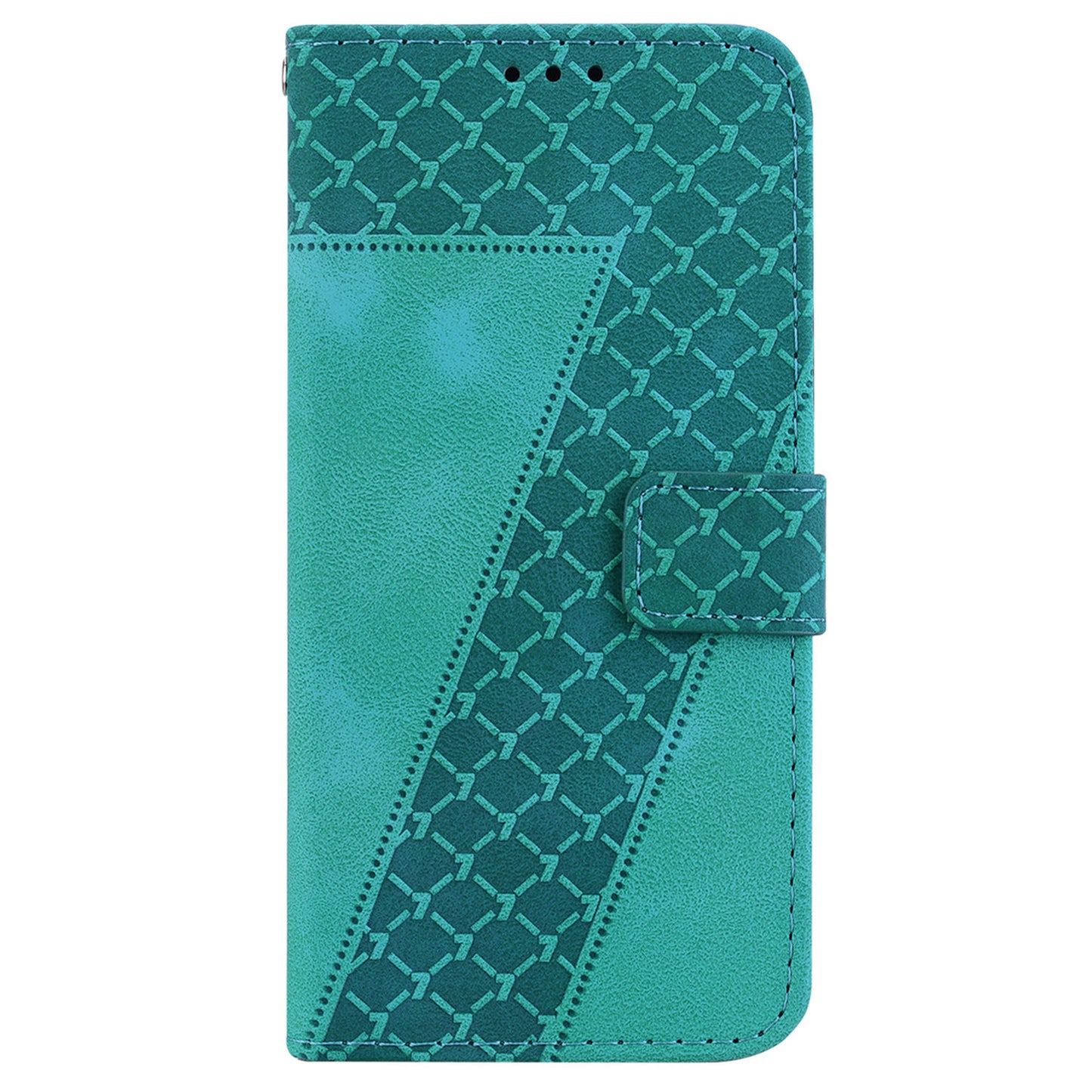 For Samsung Galaxy A06 Stand Case 7-Shaped Pattern Imprint Leather Phone Cover - Green