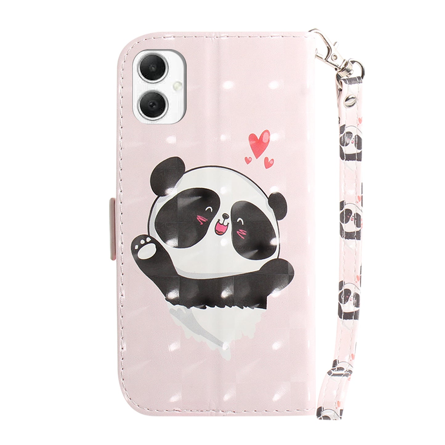 For Samsung Galaxy A06 Case Pattern Printing Leather Wallet Phone Cover - Love Heart Panda