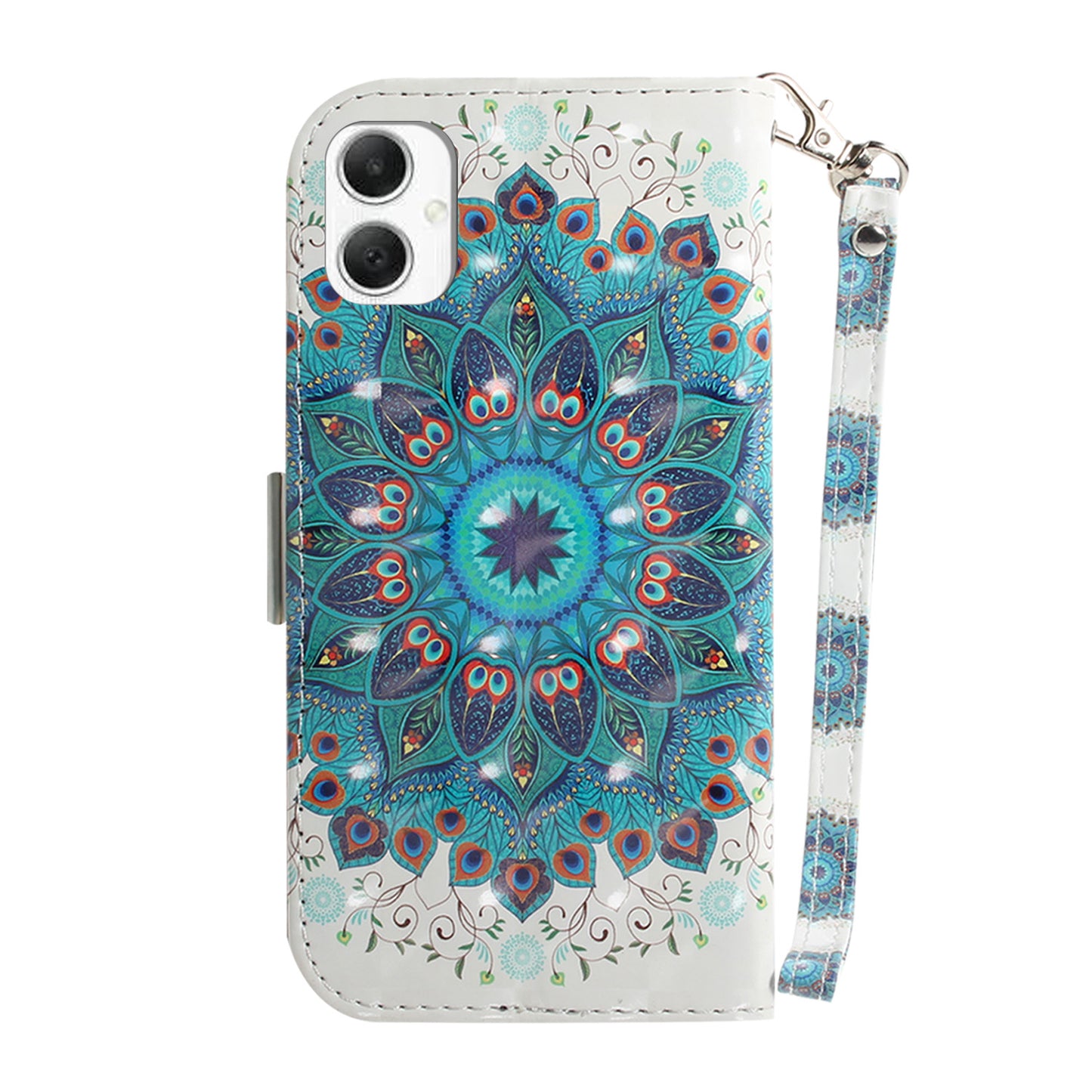 For Samsung Galaxy A06 Case Pattern Printing Leather Wallet Phone Cover - Peacock Wreath