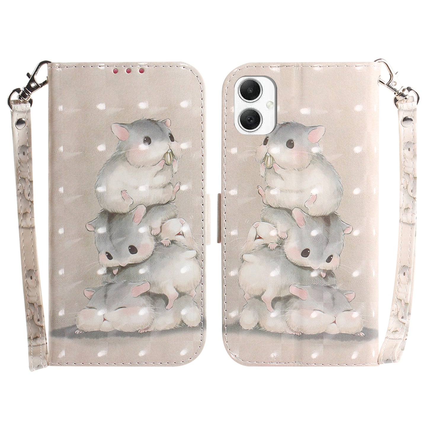 For Samsung Galaxy A06 Case Pattern Printing Leather Wallet Phone Cover - Stacking Squirrels