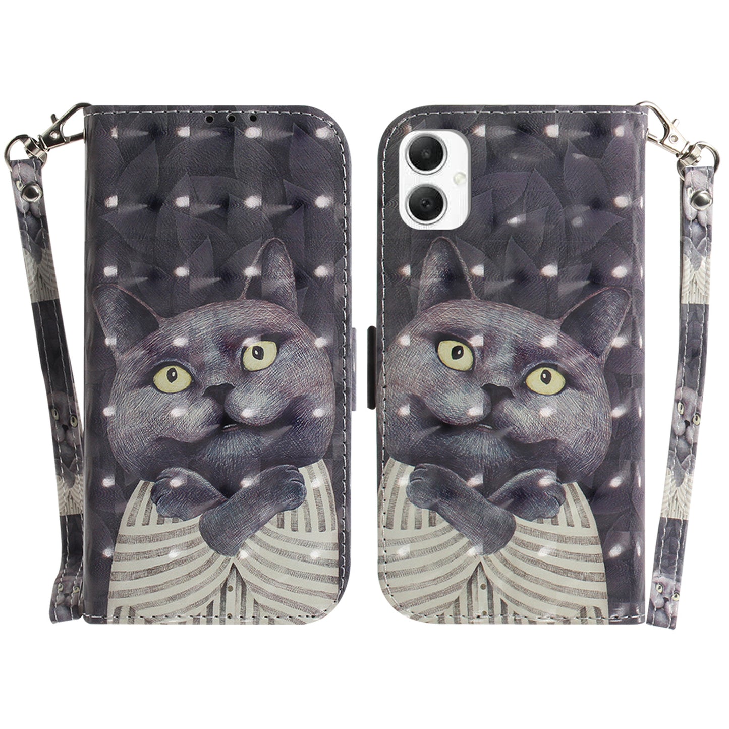 For Samsung Galaxy A06 Case Pattern Printing Leather Wallet Phone Cover - Embracing Cat