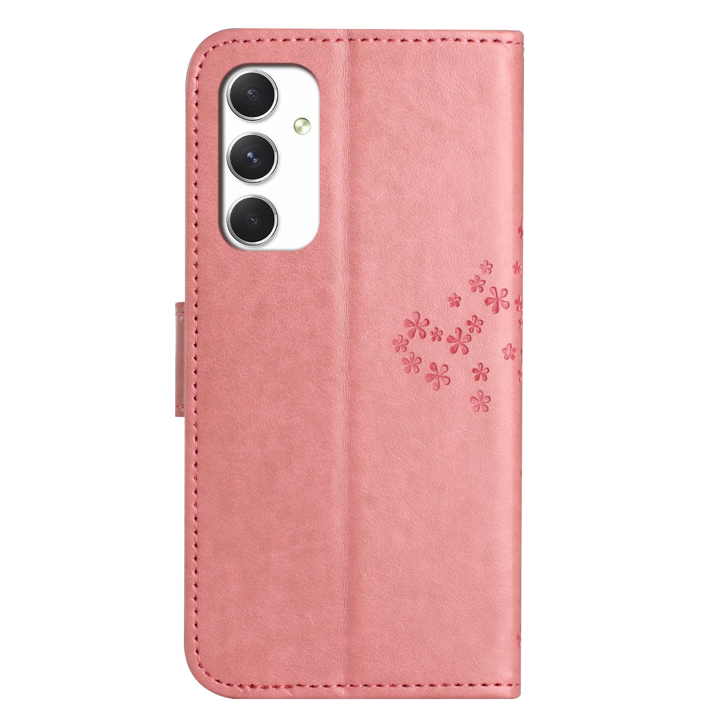 For Samsung Galaxy A16 5G / A16 4G Case PU Leather Owl Tree Imprinted Wallet Phone Cover - Pink