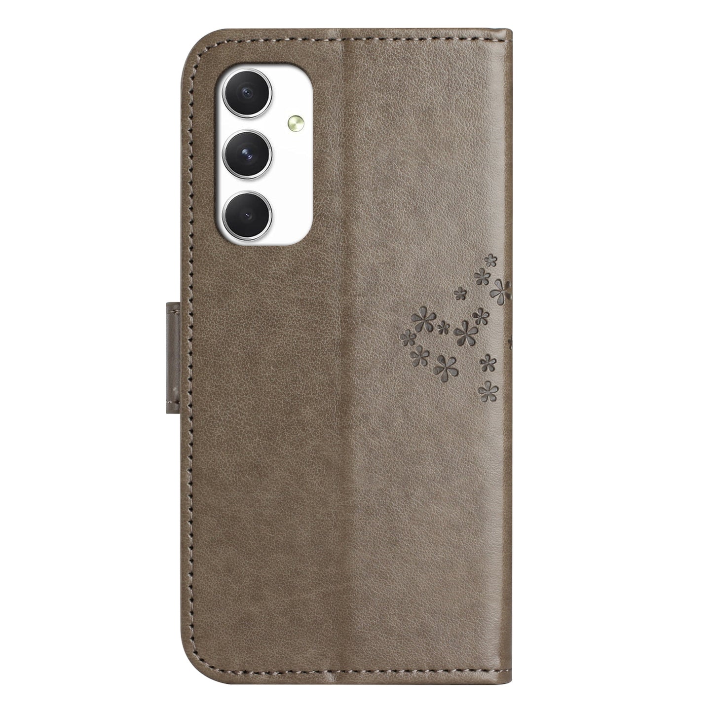 For Samsung Galaxy A16 5G / A16 4G Case PU Leather Owl Tree Imprinted Wallet Phone Cover - Grey