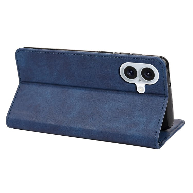 For iPhone 16 Plus Case PU Leather Shockproof Protection Wallet Phone Cover - Blue