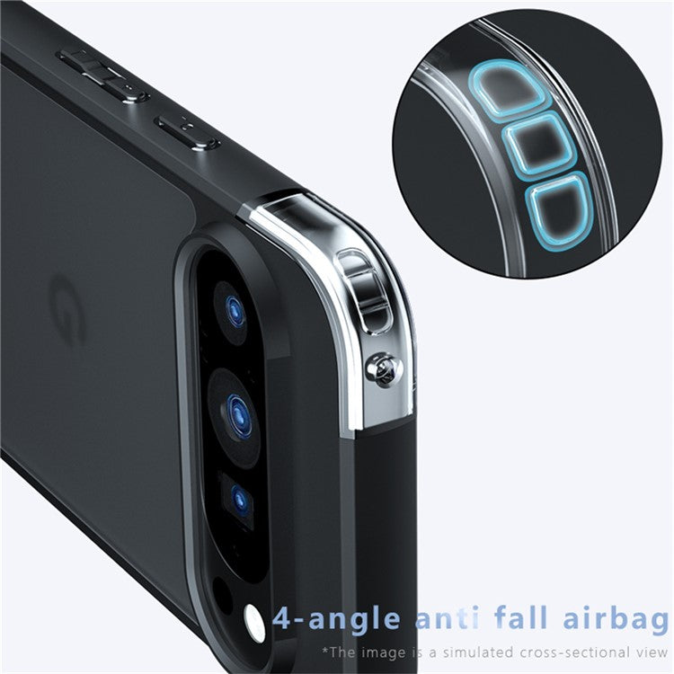 For Google Pixel 9 Pro / Pixel 9 Case Skin-Touch TPU+PC Matte Phone Shell, Transparent Black