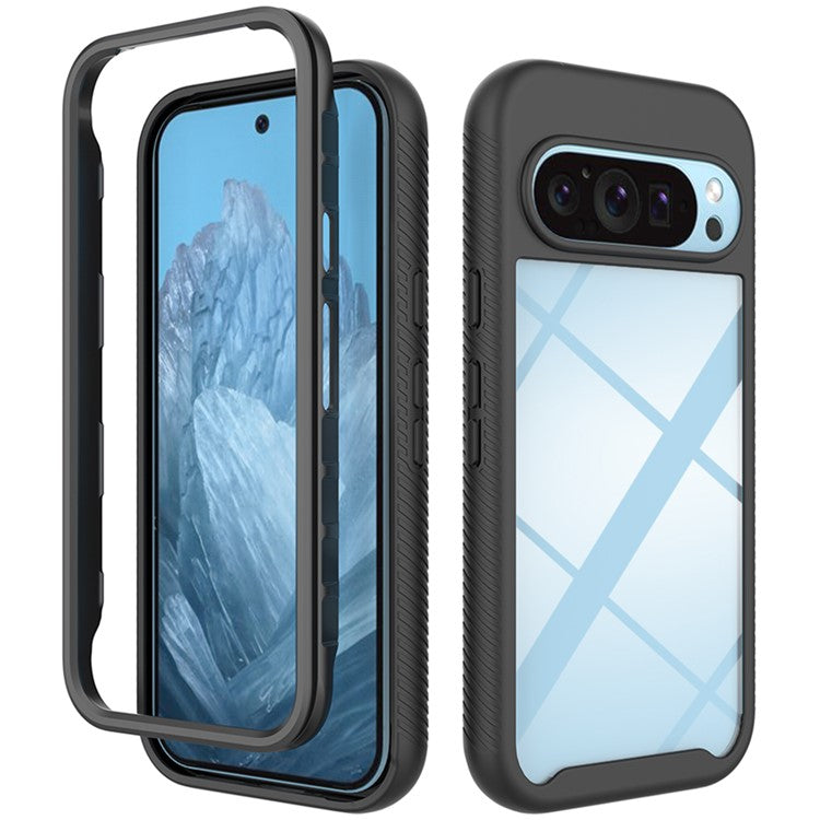 For Google Pixel 9 / Pixel 9 Pro Case Anti-Drop 2-in-1 PC+TPU Phone Cover - Black