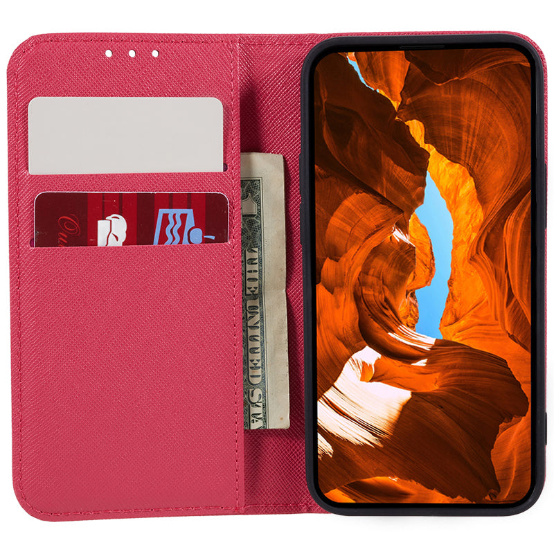 For Samsung Galaxy A06 Case Flip Shockproof Cross Texture Leather Phone Cover - Pink