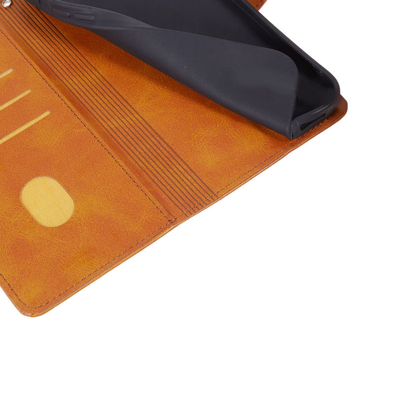 For Samsung Galaxy A06 Case PU Leather Folio Bookstytle Phone Cover Full Protection - Khaki
