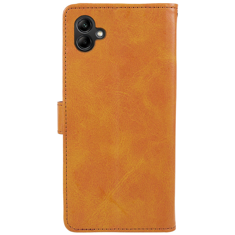 For Samsung Galaxy A06 Case PU Leather Folio Bookstytle Phone Cover Full Protection - Khaki