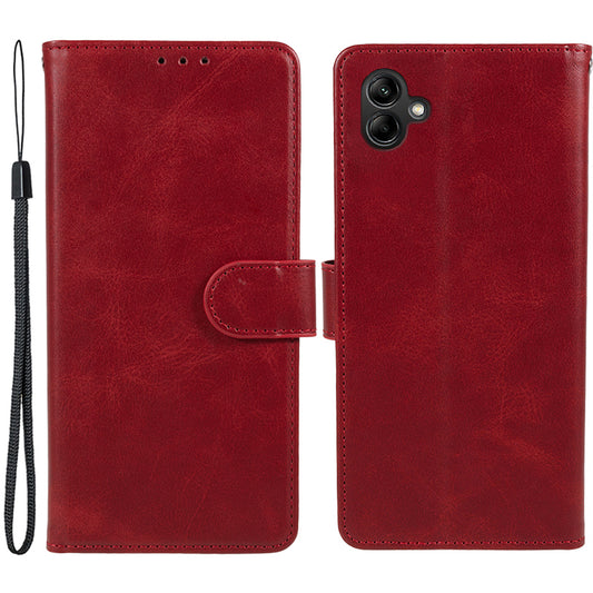 For Samsung Galaxy A06 Case PU Leather Folio Bookstytle Phone Cover Full Protection - Red