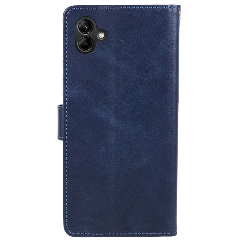 For Samsung Galaxy A06 Case PU Leather Folio Bookstytle Phone Cover Full Protection - Blue