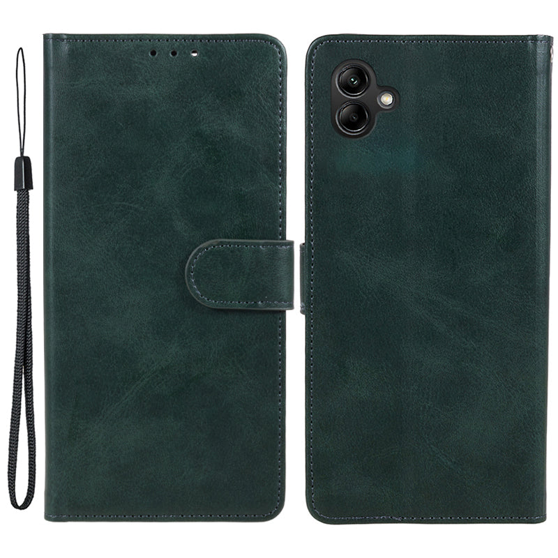 For Samsung Galaxy A06 Case PU Leather Folio Bookstytle Phone Cover Full Protection - Midnight Green