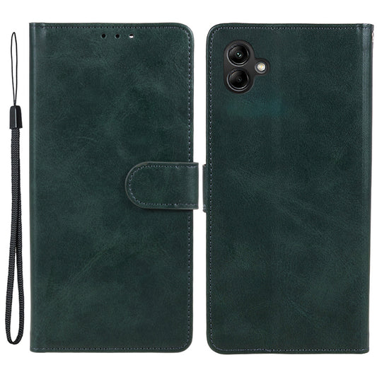 For Samsung Galaxy A06 Case PU Leather Folio Bookstytle Phone Cover Full Protection - Midnight Green