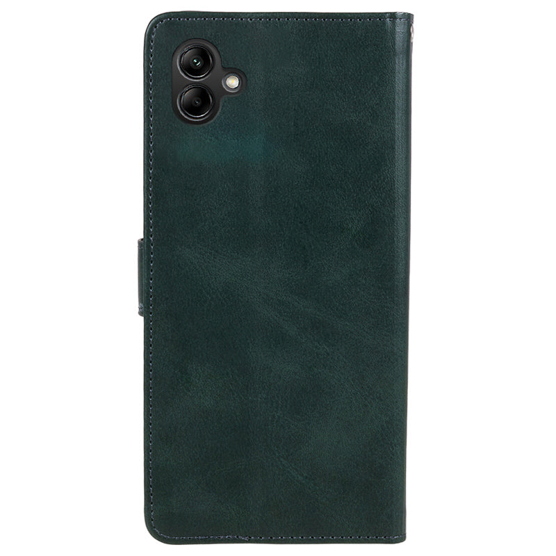 For Samsung Galaxy A06 Case PU Leather Folio Bookstytle Phone Cover Full Protection - Midnight Green