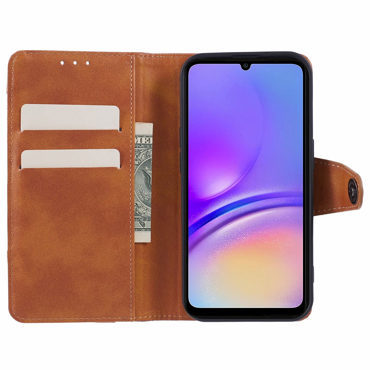 For Samsung Galaxy A16 5G / A16 4G Case Flip Stand View Leather Phone Cover Splicing Texture - Brown