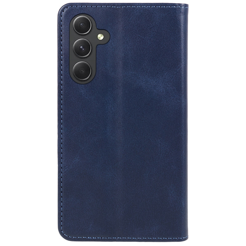 For Samsung Galaxy A16 5G / A16 4G Case Leather Flip Shockproof Calf Texture Phone Cover - Blue