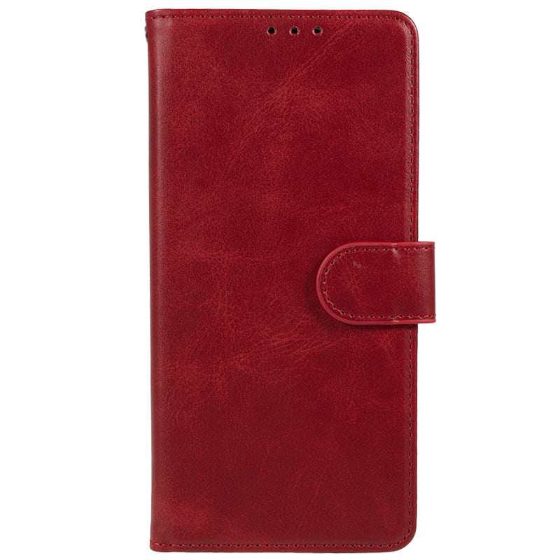 For Samsung Galaxy A16 5G / A16 4G Case PU Leather Stand Magnetic Closure Phone Cover Calf Texture - Red