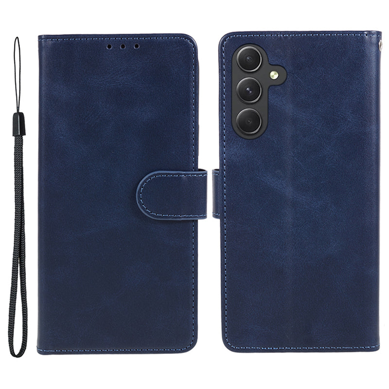 For Samsung Galaxy A16 5G / A16 4G Case PU Leather Stand Magnetic Closure Phone Cover Calf Texture - Blue