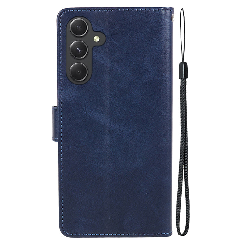 For Samsung Galaxy A16 5G / A16 4G Case PU Leather Stand Magnetic Closure Phone Cover Calf Texture - Blue
