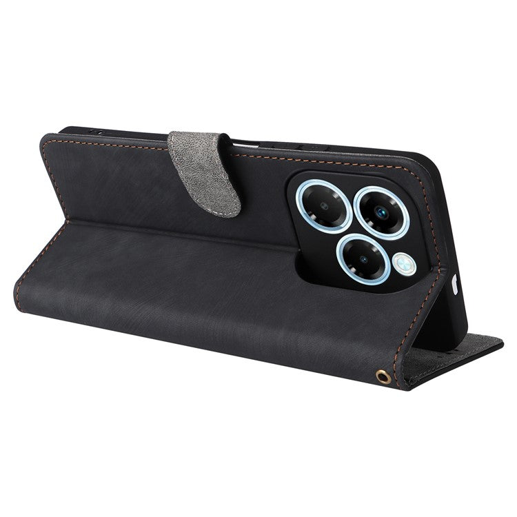 For Infinix Note 40X 5G X6838 Wallet Case RFID Blocking PU Leather Cover Stand View - Black