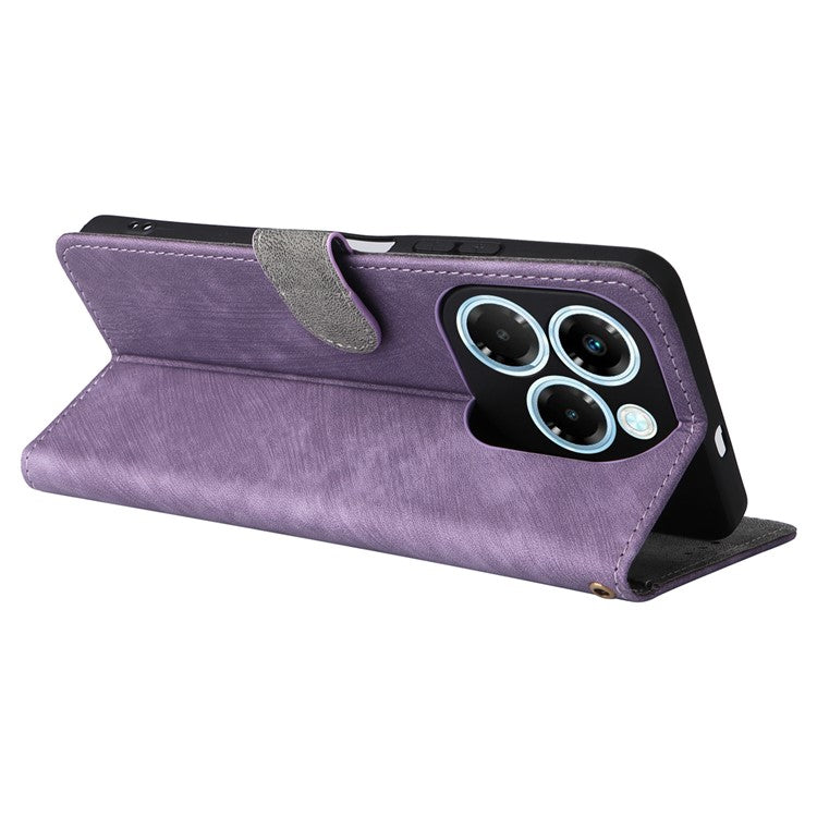 For Infinix Note 40X 5G X6838 Wallet Case RFID Blocking PU Leather Cover Stand View - Purple