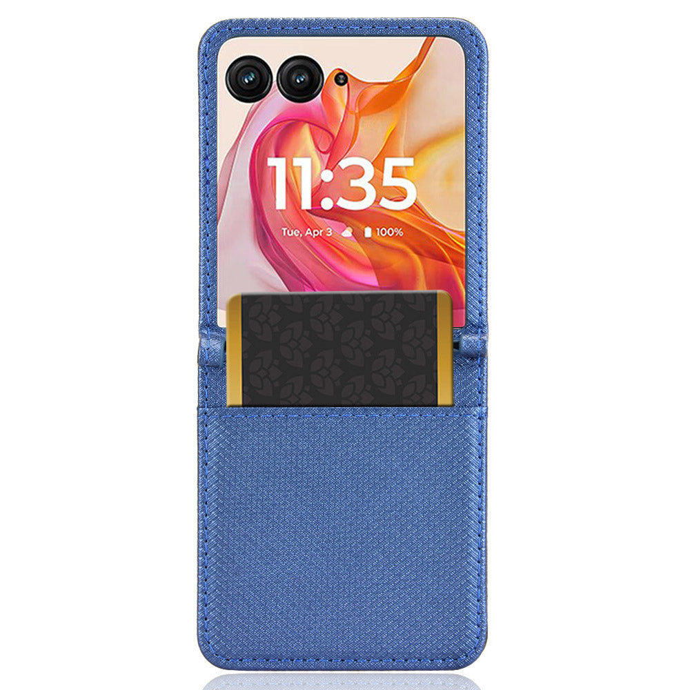 For Motorola Razr 50 Ultra 5G / Razr+ 2024 5G Case Card Holder PU Leather Phone Cover - Blue