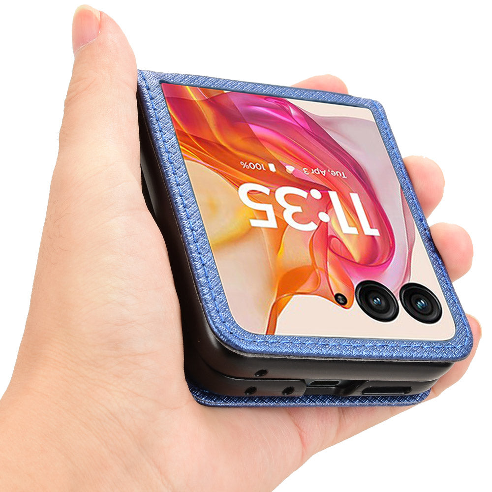 For Motorola Razr 50 Ultra 5G / Razr+ 2024 5G Case Card Holder PU Leather Phone Cover - Blue