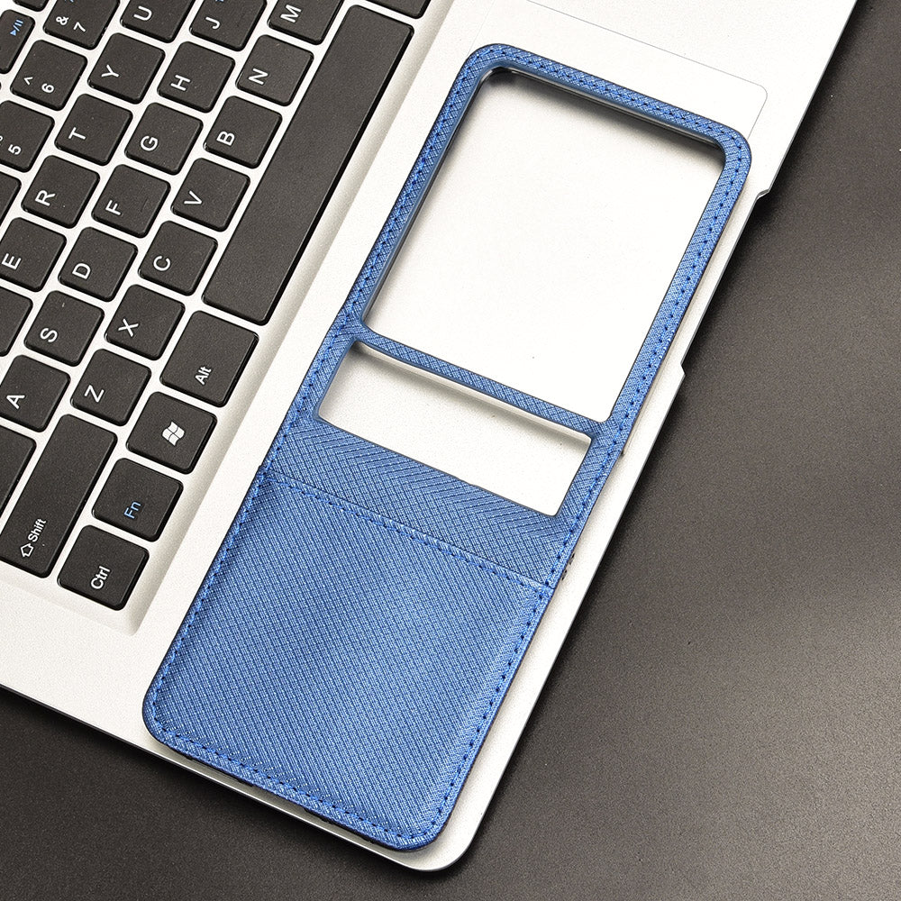 For Motorola Razr 50 Ultra 5G / Razr+ 2024 5G Case Card Holder PU Leather Phone Cover - Blue