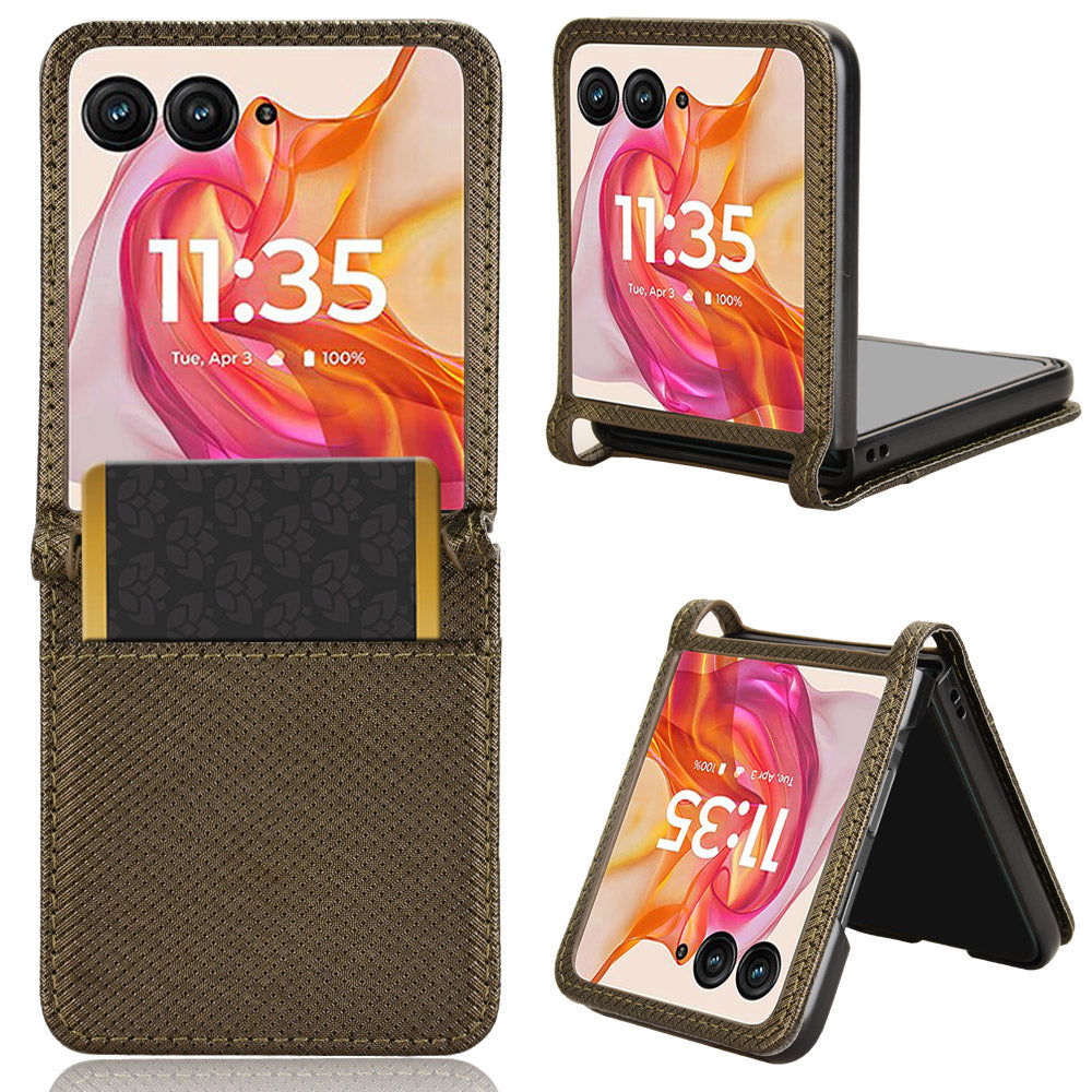For Motorola Razr 50 Ultra 5G / Razr+ 2024 5G Case Card Holder PU Leather Phone Cover - Brown