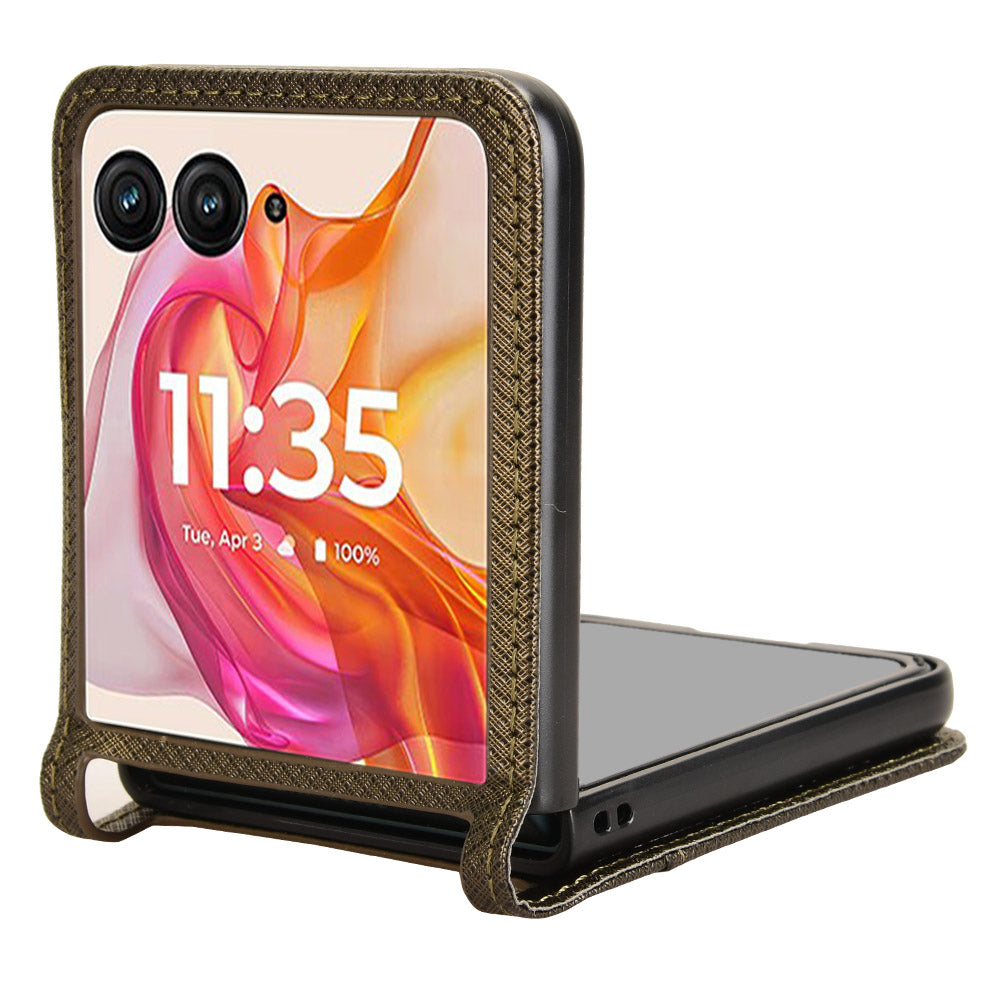 For Motorola Razr 50 Ultra 5G / Razr+ 2024 5G Case Card Holder PU Leather Phone Cover - Brown