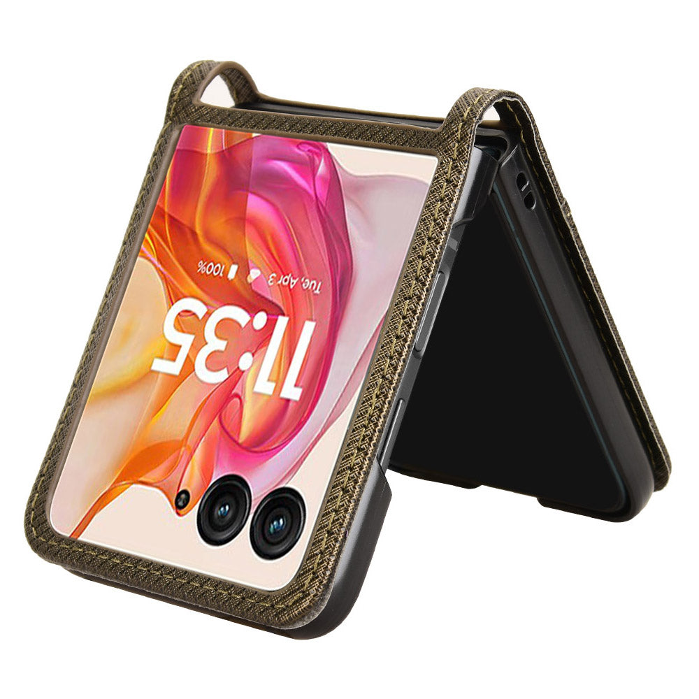 For Motorola Razr 50 Ultra 5G / Razr+ 2024 5G Case Card Holder PU Leather Phone Cover - Brown