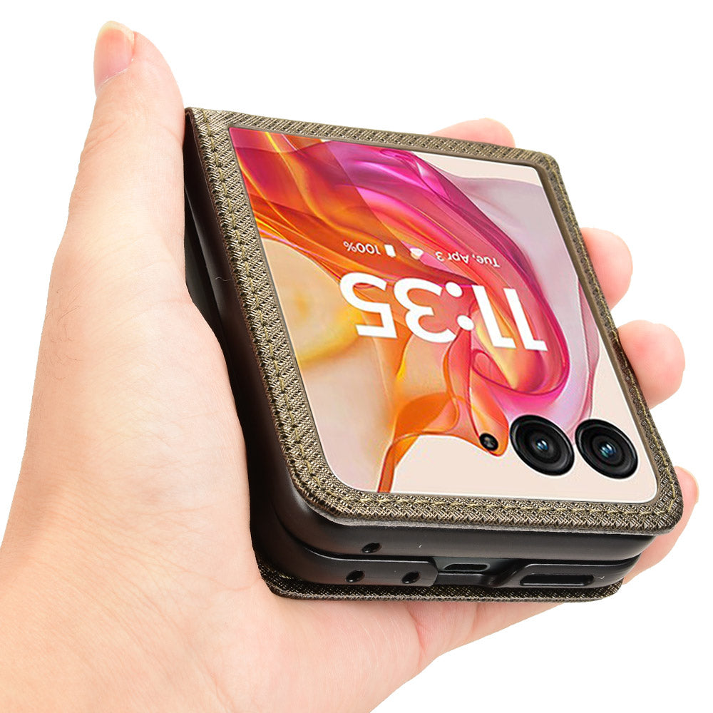 For Motorola Razr 50 Ultra 5G / Razr+ 2024 5G Case Card Holder PU Leather Phone Cover - Brown